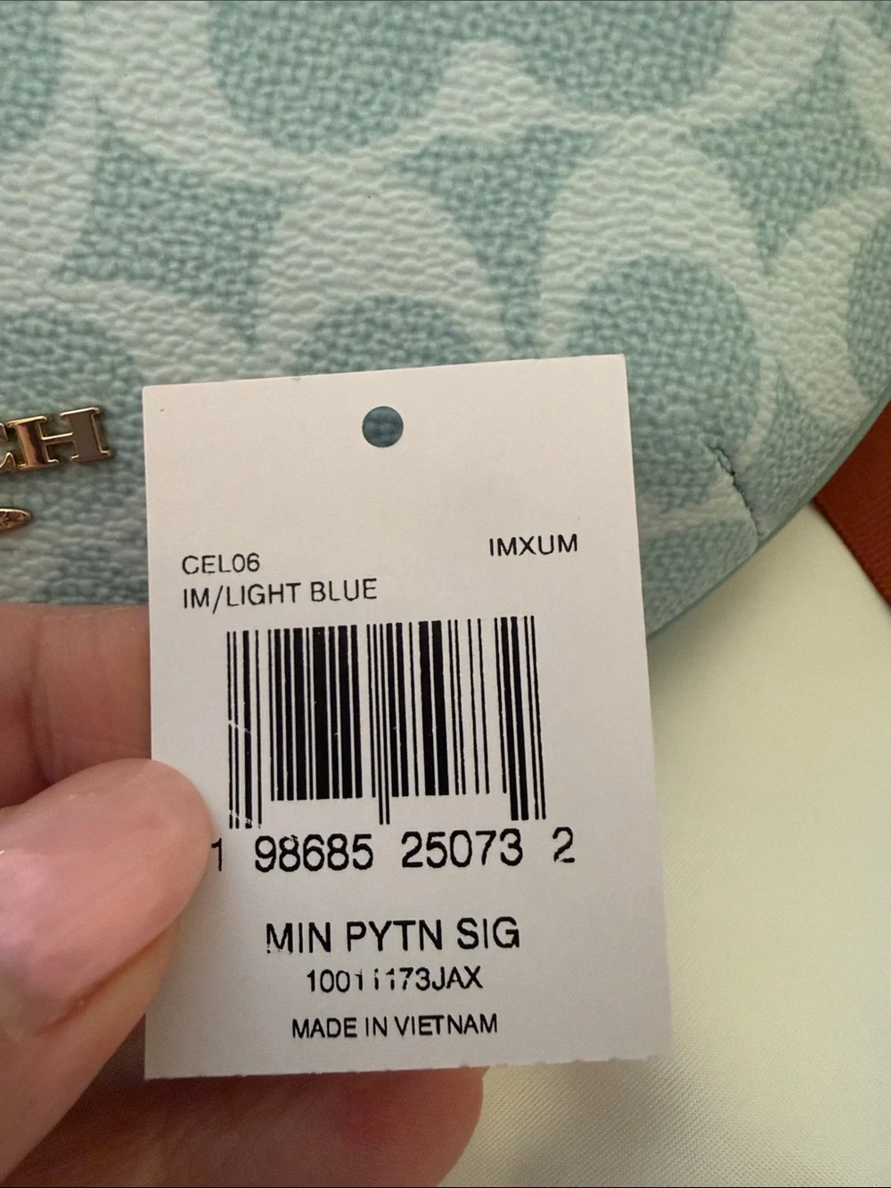 🩵Coach NWT Light Blue Signature Canvas Mini Payton Shoulder Bag/ Gold Hardware